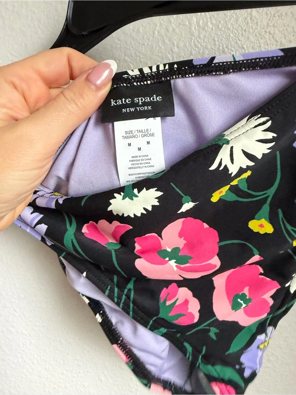 NWT KATE SPADE Rosette Trim Bandeau Bikini Top High Cut Bottoms Sz M